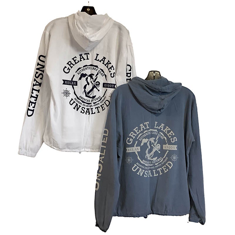 Great Lakes Unsalted Full Zip Casual Cotton Hoodie in Adult Sizes