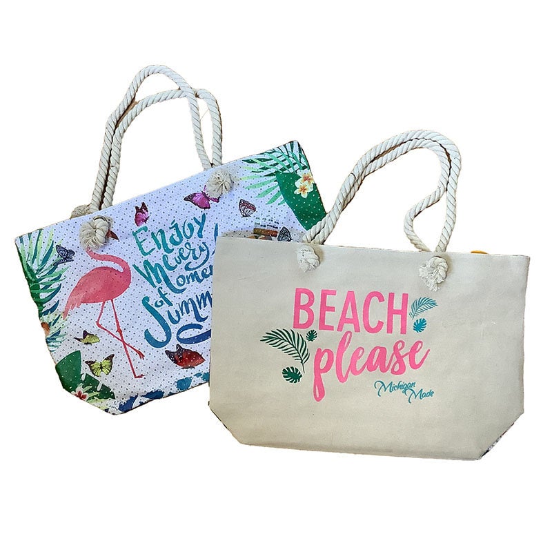 Monogrammed Beach Bag with Rope Handles