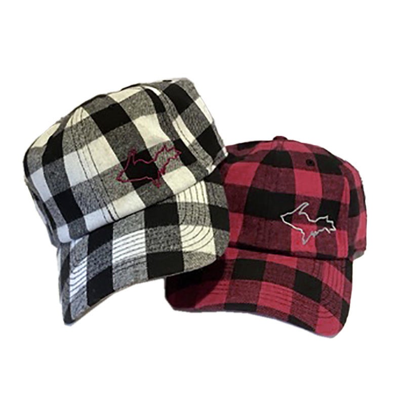 HAT Plaid Flannel Ball Hat Embroidered UP Michigan Made